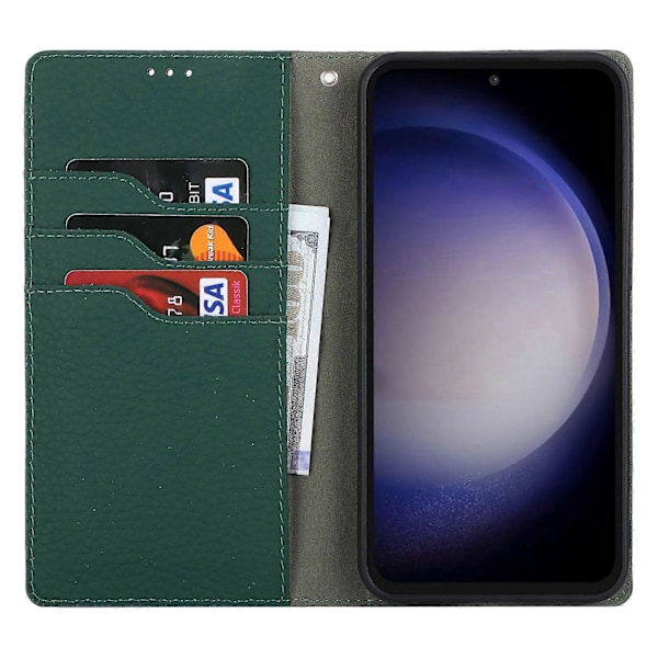 För Samsung Galaxy S23 FE Fodral Läderstruktur Äkta Läder Mobilskal med Rem Multicolor Style C