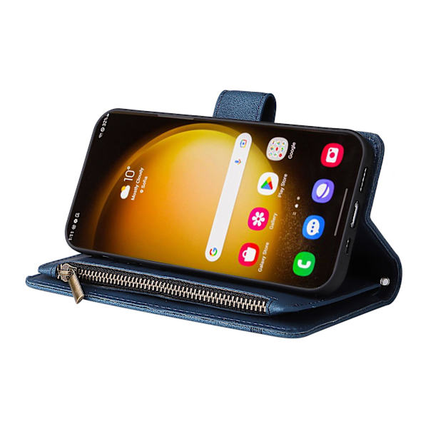 Vetoketjutasku Käännettävä Nahkainen Suojakotelo Samsung Galaxy S24 Ultralle Blue