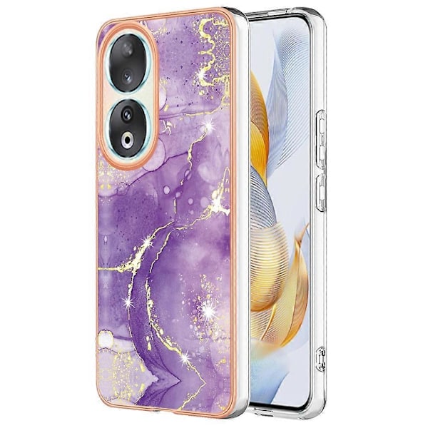 YB IMD Series-2 Marmor Mønster IMD Telefon Cover med Elektroplettering TPU Cover til Honor 90 Multicolor Style A