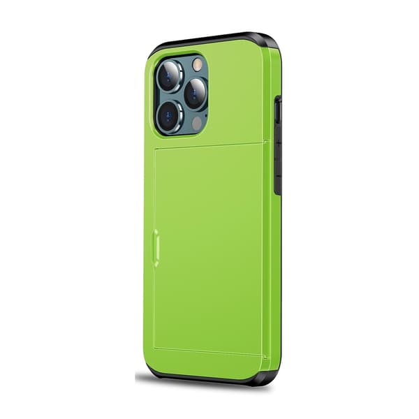 Stötsäkert pansarfodral med kortplats för iPhone 14 Pro Max Green