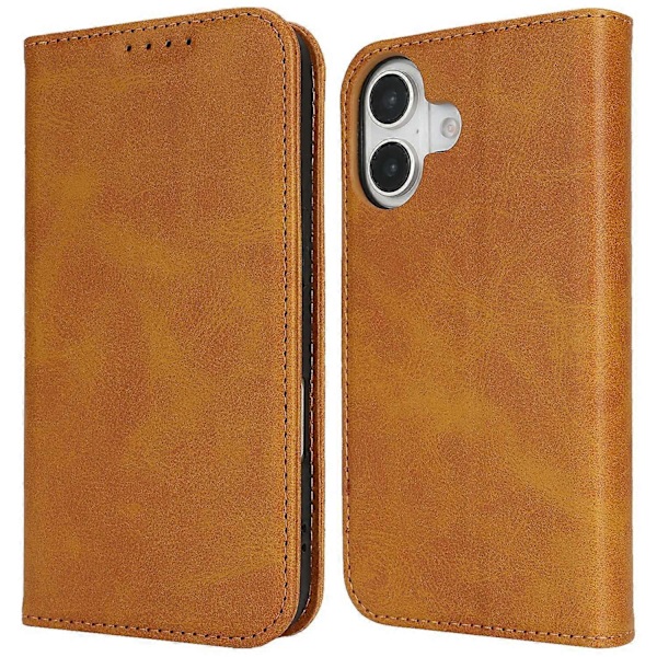 PU-læder kalveskinds tekstureret magnetisk lukning smartphone cover til iPhone 16 Plus Multicolor Style D