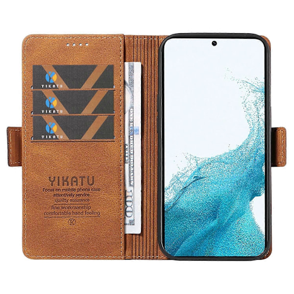 YIKATU YK-005 Til Samsung Galaxy S21 FE 5G Stand Wallet Case Hud-berørings Læder Telefon Cover Multicolor Style C