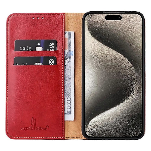 FIERRE SHANN iPhone 15 -kotelo, jalustallinen lompakkokotelo PU-nahkaa Multicolor Style B
