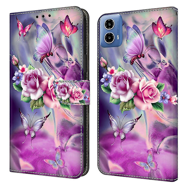 Læder Stand Cover med 3D-mønster og pung til Motorola Moto G24 Power Multicolor Style G