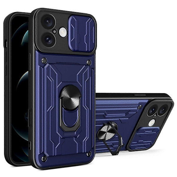 iPhone 16 Plus -kotelo PC+TPU-jalustalla ja kameran liukusuojalla Multicolor Style D