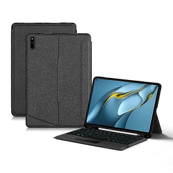 Til Huawei MatePad Pro 10.8 (2021) Læder Etui + Bluetooth Tastatur med Baggrundsbelyst Trackpad