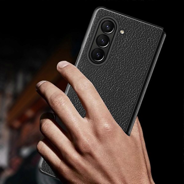 Telefonfodral för Samsung Galaxy Z Fold5 5G Litchi Textur PU Läderbelagd PC Telefonskal Multicolor Style A