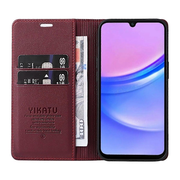 YIKATU YK-001 Fodral för Samsung Galaxy A26 5G/A16 4G Ställ Läder Telefonskal Stark Stängning Multicolor Wine Red