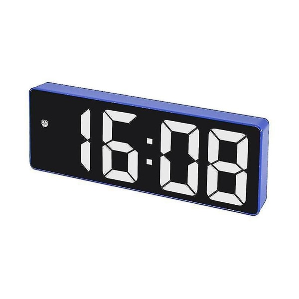 Digital , LED-klocka för sovrummet, elektronisk skrivbordsklocka med temperaturdisplay, liten klocka Blu