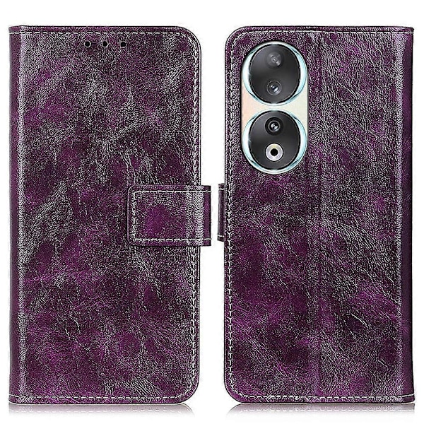 Iskunkestävä PU-nahkainen suojakotelo jalustalla ja lompakolla Honor 90 -puhelimelle, retrotyyli Multicolor Style D