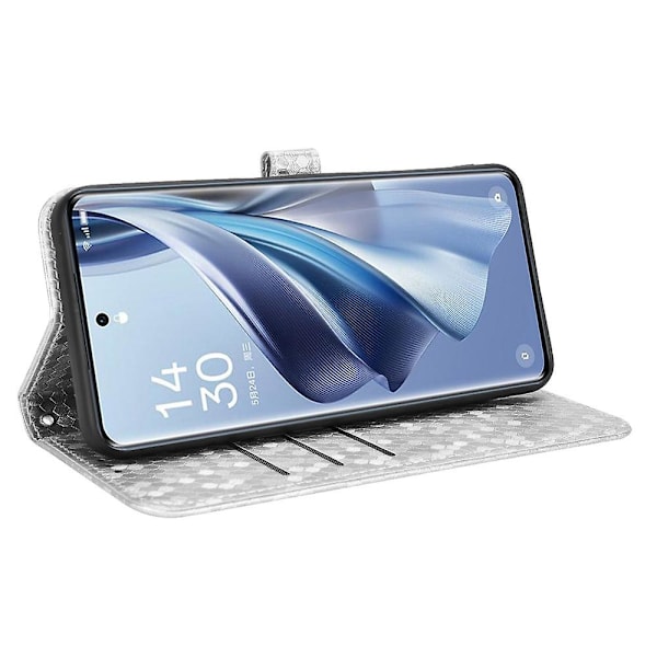 Til Oppo Reno10 Pro+ 5g PU Læder Wallet Mobil Case Dot Præget Flip Stand Telefon Cover Silver