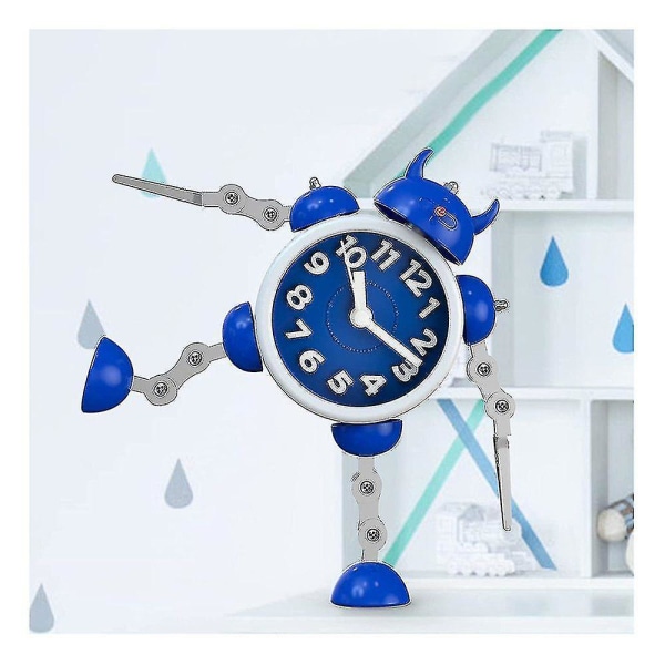 Barnväckarklocka Pojkar Flickor Robotväckarklocka Analog Barnväckarklocka Ingen tickande Tyst väckarklocka blue