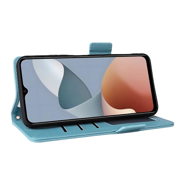Læder Wallet Telefon Cover til ZTE Blade A54 med Håndledsrem Multicolor Baby Blue