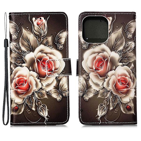 Kuvioitu nahkakotelo lompakkotelineellä iPhone 13 6.1 tuumalle Multicolor Style H
