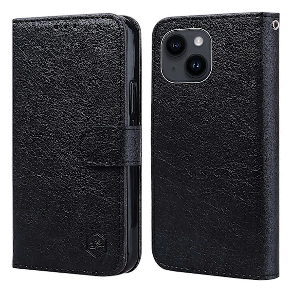 Solid farve PU læder Wallet Case med faldsikring og foldbart stativ til iPhone 15 Plus Multicolor Style A