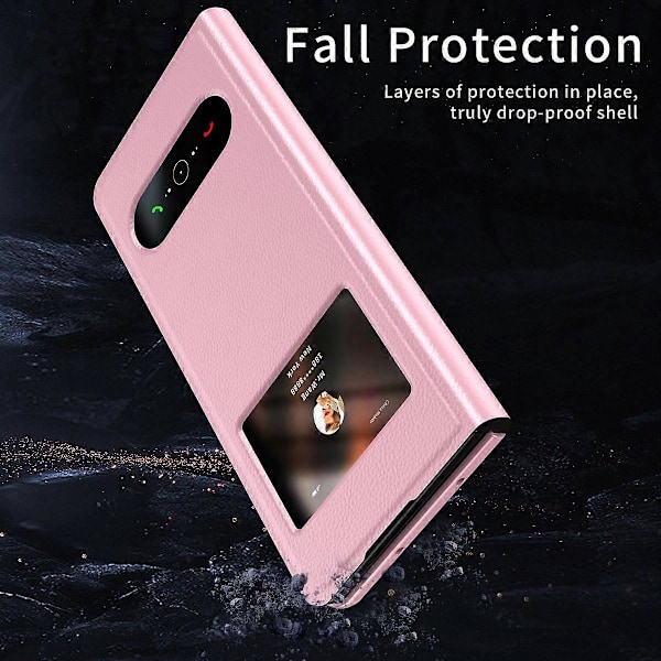 Til Samsung Galaxy Z Fold6 5G Etui PU Læder Litchi Tekstur Telefon Cover Visningsvindue Multicolor Style D