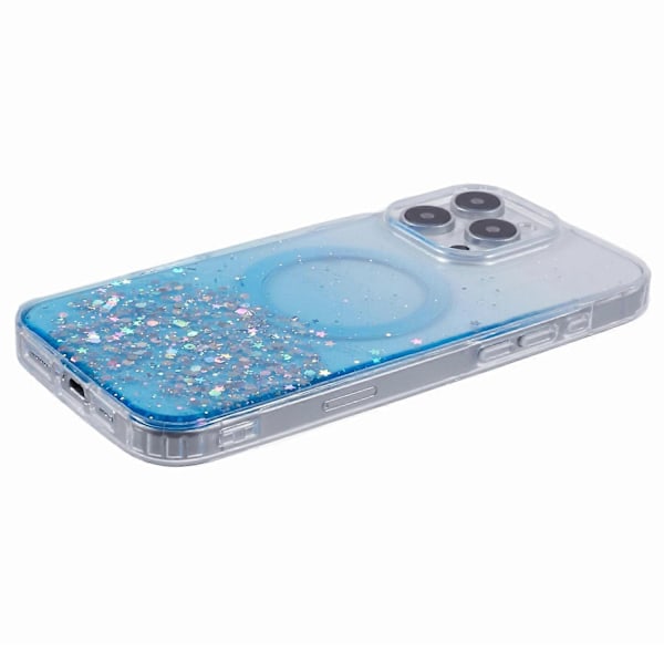Skal för iPhone 16 Pro Kompatibelt med MagSafe Glitter Epoxy TPU+Akryl Telefonskydd Multicolor Style C