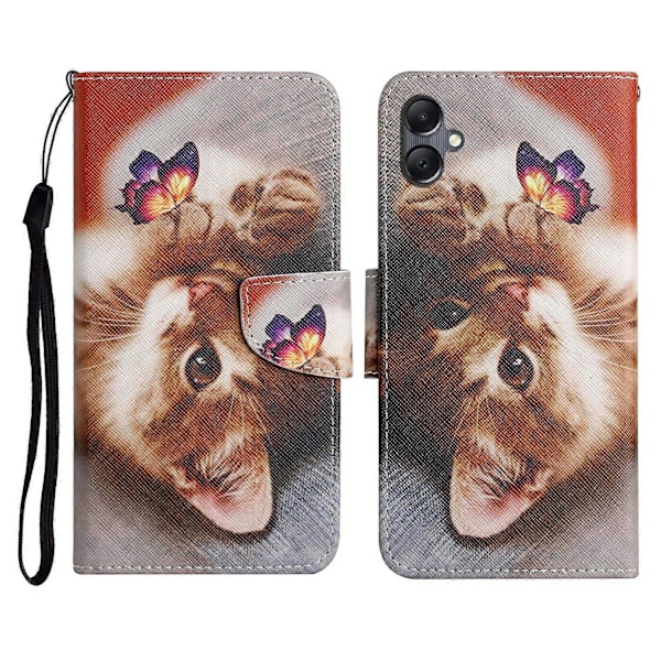 Skal för Samsung Galaxy A06 Mönstertryck Skyddande Läderfodral - Maskros Multicolor Butterfly Cat