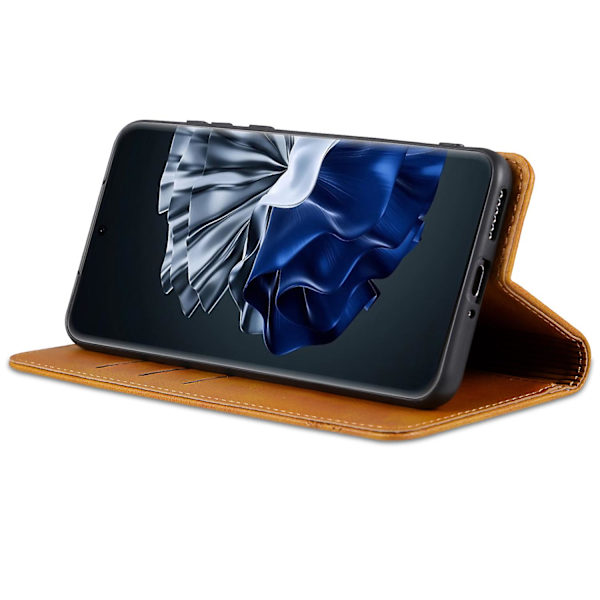 Azns för Huawei P60 / P60 Pro Pu läder phone case Plånboksställ anti-scratch smartphone cover Brown