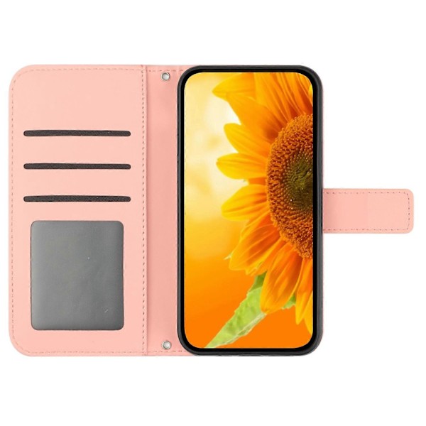 För Samsung Galaxy A35 5G Mobilskal Handledsrem Plånbok Solros Skydd Multicolor Style A