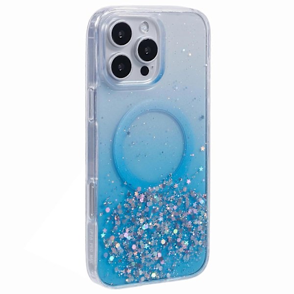 Skal för iPhone 16 Pro Kompatibelt med MagSafe Glitter Epoxy TPU+Akryl Telefonskydd Multicolor Style C