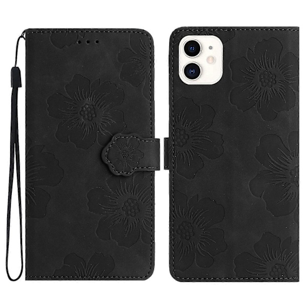 Blomsterpræget PU læder standpung cover til iPhone 11 mobiltelefon Multicolor Style E