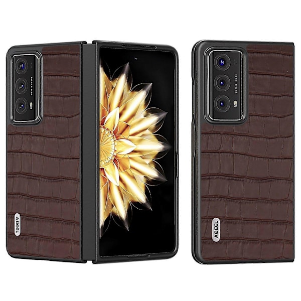 För Honor Magic V2 5G Äkta Koläder + PC-skal Krokodiltextur Stöttåligt Mobilskal Multicolor Style B