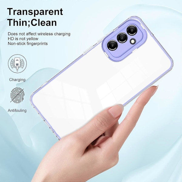 För Samsung Galaxy A14 5G/A14 4G 3-i-1 Transparent Telefon Skal TPU+PC Kameraskydd Fodral Multicolor Style E