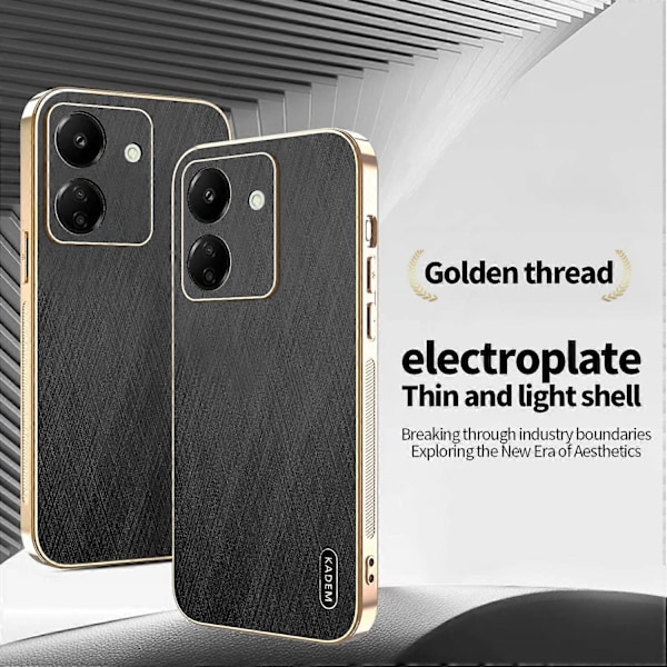 KADEM Deksel til Xiaomi Redmi 13C 4G/Poco C65 4G Elektroplettert Silke Tekstur PU+TPU Telefon Bakdeksel Multicolor Black