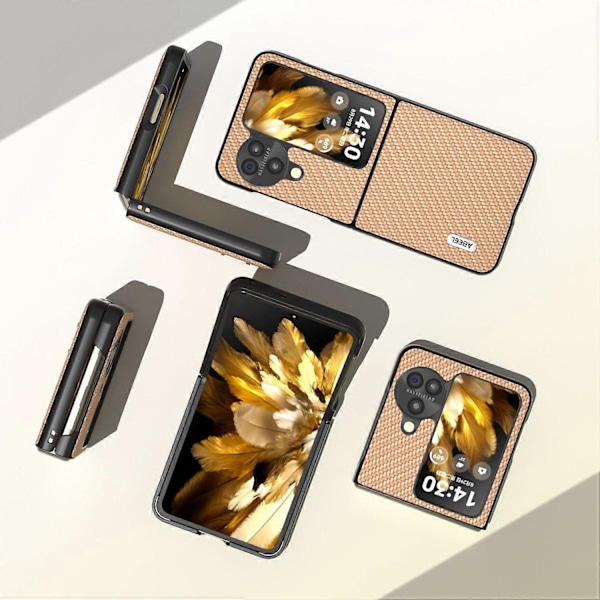 Oppo Find N3 Flip 5G PU-nahkapäällysteinen PC-kotelo hiilikuitukuvioinen suojapuhelinkotelo Multicolor Style B