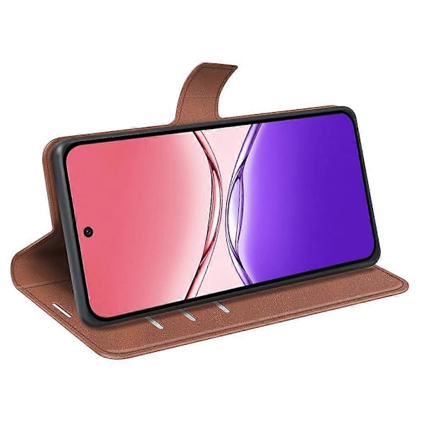 Til Oppo A5 Pro 4G/5G/A5 Energy 5G Stand Case Anti-Scratch Kalveskindsstruktur Læder Telefon Cover Multicolor Light Brown