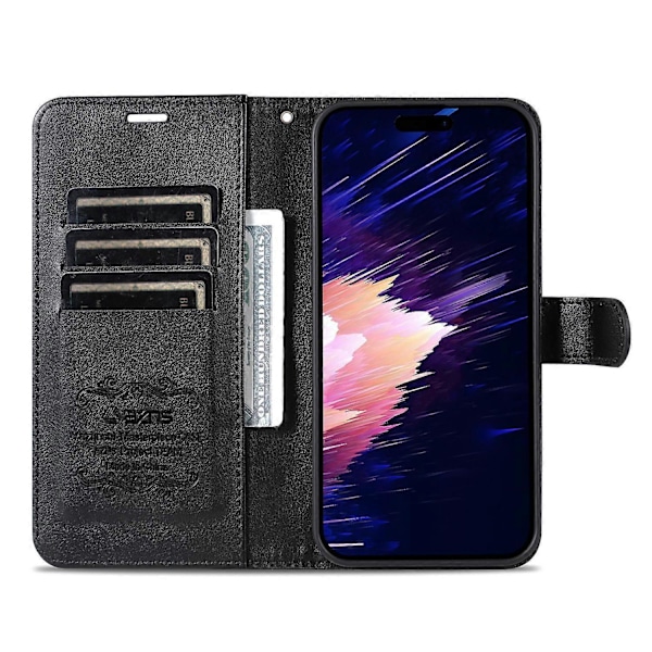 AZNS iPhone 16e Kotelo Naarmuuntumaton PU-nahkainen Jalustallinen Lompakkopuhelinkotelo Multicolor Black