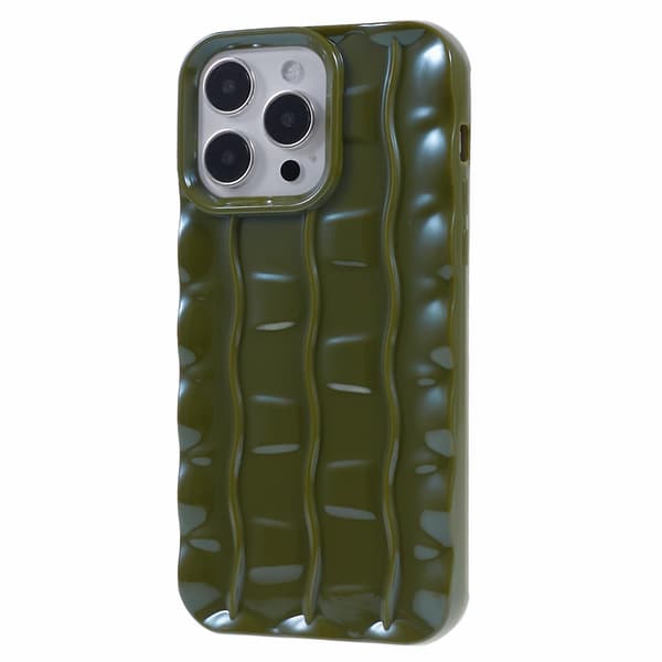 För Iphone 14 Pro 3d Stripes Pattern Phone case Flexibelt Tpu Stötsäkert cover Avocado Green