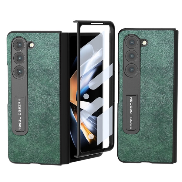 För Samsung Galaxy Z Fold5 5g Kickstand phone case Litchi Texture Läder + st Vikbart cover Green