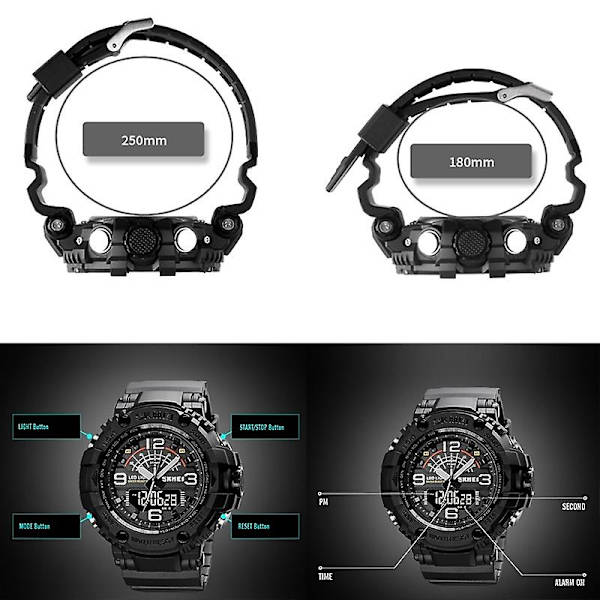 SKMEI 1617 Double Nights Dial Watch, Färg: Svart