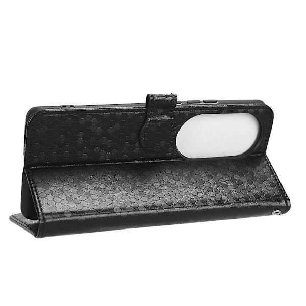 Til Oppo Reno10 Pro+ 5g PU Læder Wallet Mobil Case Dot Præget Flip Stand Telefon Cover Black