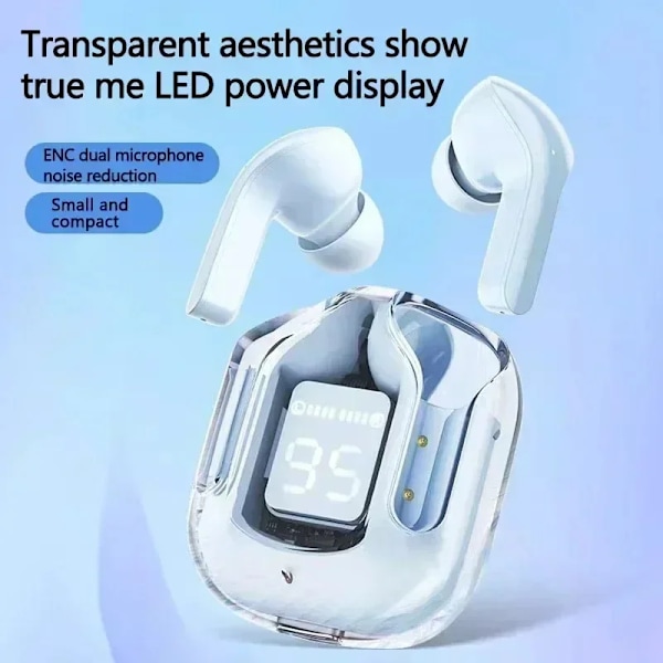 TWS Trådlösa Hörlurar Bluetooth 5.3 Sport Gaming Headset Brusreducerande Öronproppar Bas Touch Control för Alla Telefoner Blue