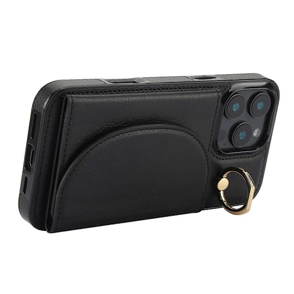 Til iPhone 16 Pro Etui RFID Blokerende Tegnebog Støtteben Læder+TPU Telefon Cover Multicolor Style B
