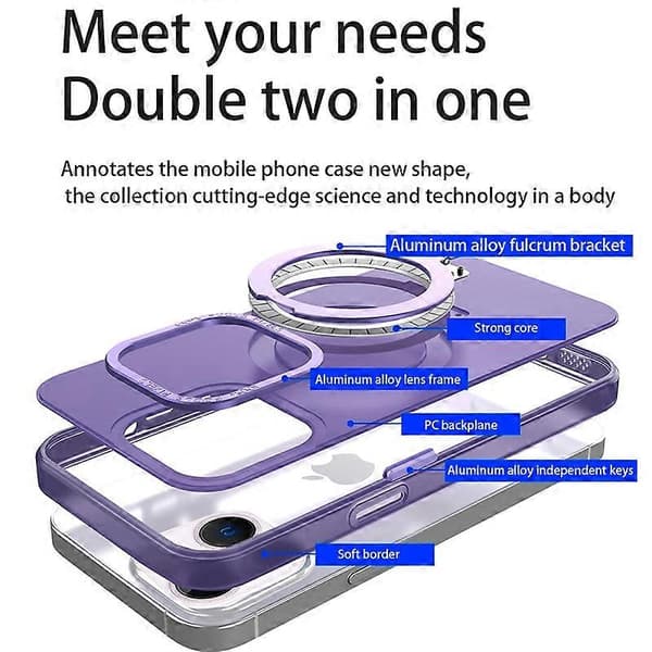 Magnetisk deksel med støtte for iPhone 14, støtsikkert telefondeksel i TPU+PC Multicolor Style E