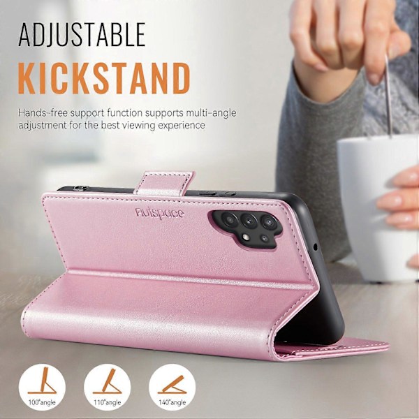 För Samsung Galaxy A32 5G Fodral AUTSPACE A11 RFID-blockerande Retro Läder Mobiltelefon Plånboksfodral Multicolor Pink