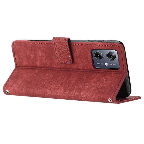 Skin-touch- case för Motorola Moto G54 5g Cover Pu-läderställ Telefonskal Red