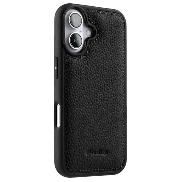 MELKCO Skal för iPhone 16 Plus Äkta Läderklätt PC-Mobilskal - Grön Multicolor Black