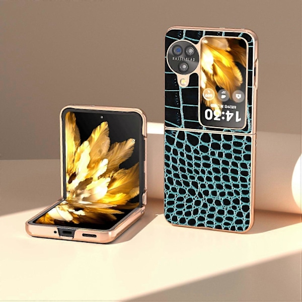 Skal för Oppo Find N3 Flip 5G Krokodiltextur Äkta Läder+PC Mobilskal Multicolor Style B