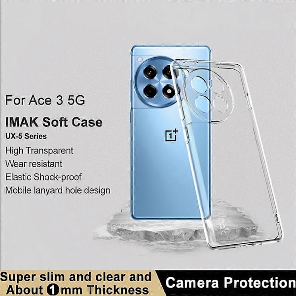 IMAK UX-5 Series Transparent Telefonskal för OnePlus Ace 3 5G/12R 5G Anti-Repor TPU Mobilskal