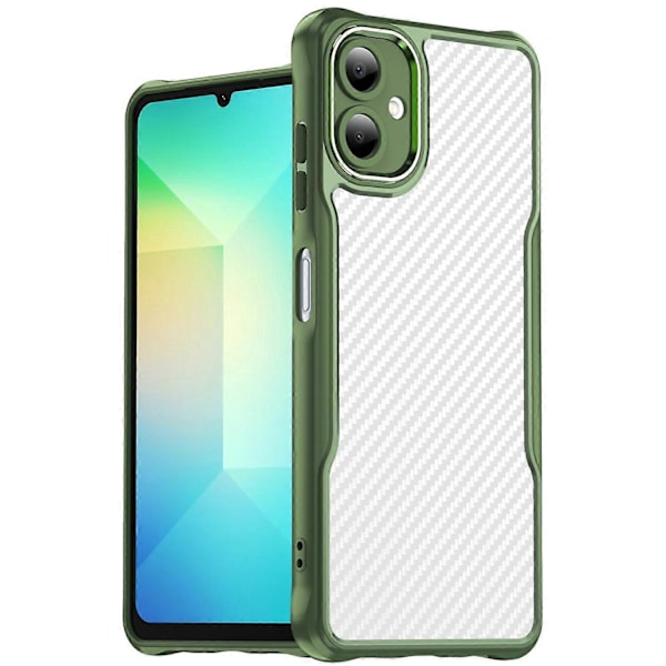 Samsung Galaxy A06 -kotelo, hiilikuitu, naarmuuntumaton TPU+PC-puhelinkuori- Multicolor Green