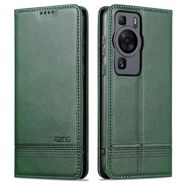 Azns för Huawei P60 / P60 Pro Pu läder phone case Plånboksställ anti-scratch smartphone cover Green