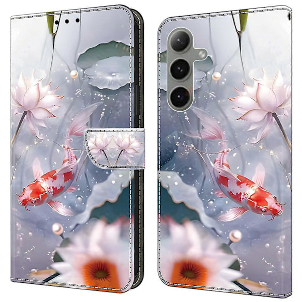 Skal för Samsung Galaxy S24 FE Mönstertryckt Skyddande Läder Flip Fodral - Panda Multicolor Koi Carp