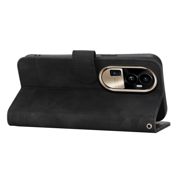 Cover för Oppo Reno10 Pro+ 5g, linjer tryckt Pu-läder plånboksfodral Flip Stand Case Black