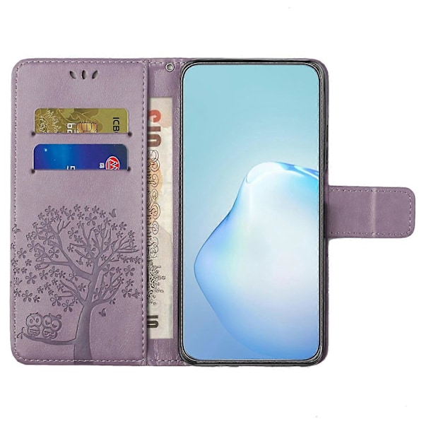 Til Samsung Galaxy A15 5G Etui Ugle Træ Præget Læder Flip Telefon Cover med Pung Multicolor Style D