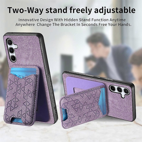 Til Samsung Galaxy A35 5G Etui med Præget Mønster, Kortholder, Støttefod, Læder Bagside Multicolor Style B